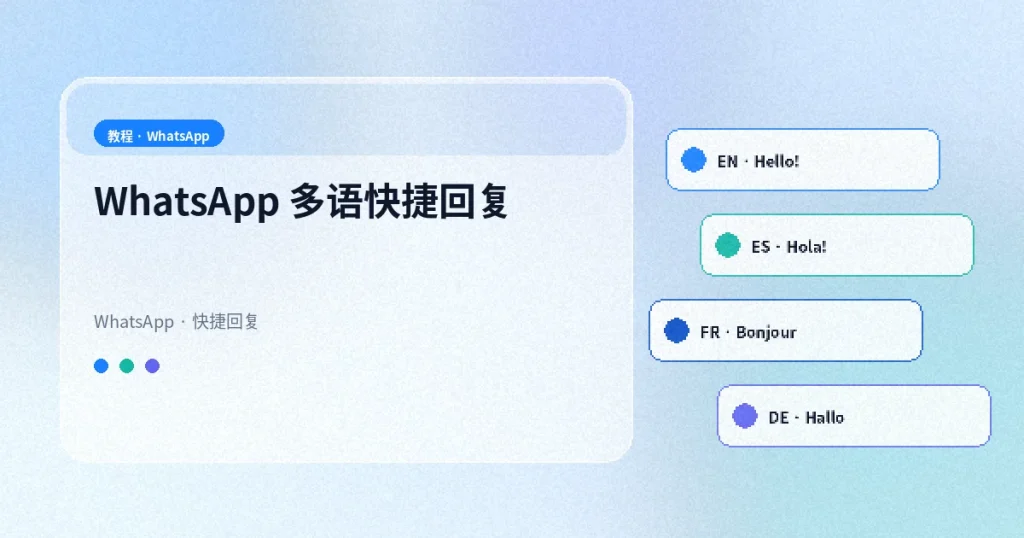 WhatsApp 多语快捷回复：一条模板覆盖买家语种